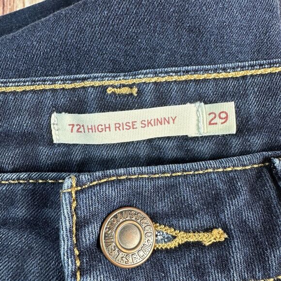 Levi's 721 HIGH RISE SKINNY Womens Size 29 Blue Jeans Denim Pants 27x28 - Picture 8 of 9